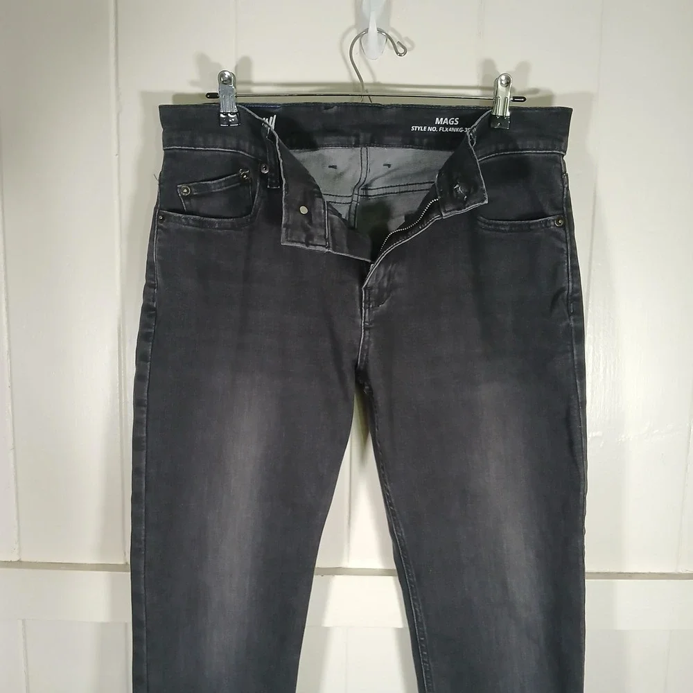 Mugsy Mags Jeans Mens 35x32 Black Slim Straight Stretch FLX4NKG-35X32